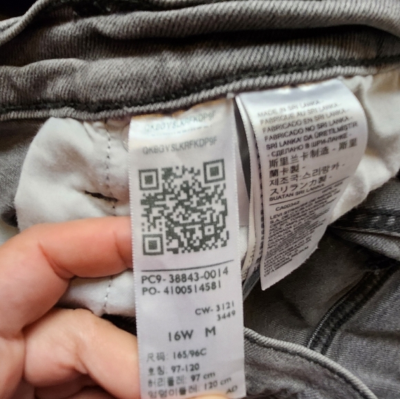 Levi’s Ribcage Straight Ankle Wide Leg Dark / Grey Wash Size 16w - Picture 6 of 14